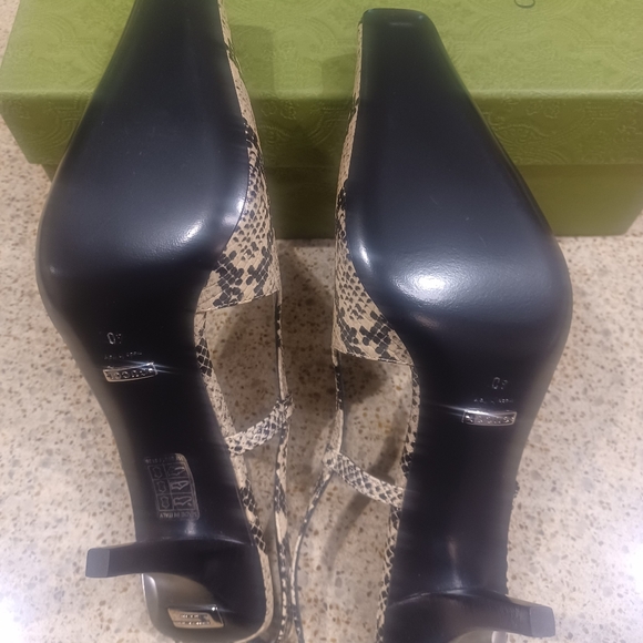 NEW! GUCCI PYTHON SNAKE PRINT SLINGBACK SHOES - Picture 5 of 5